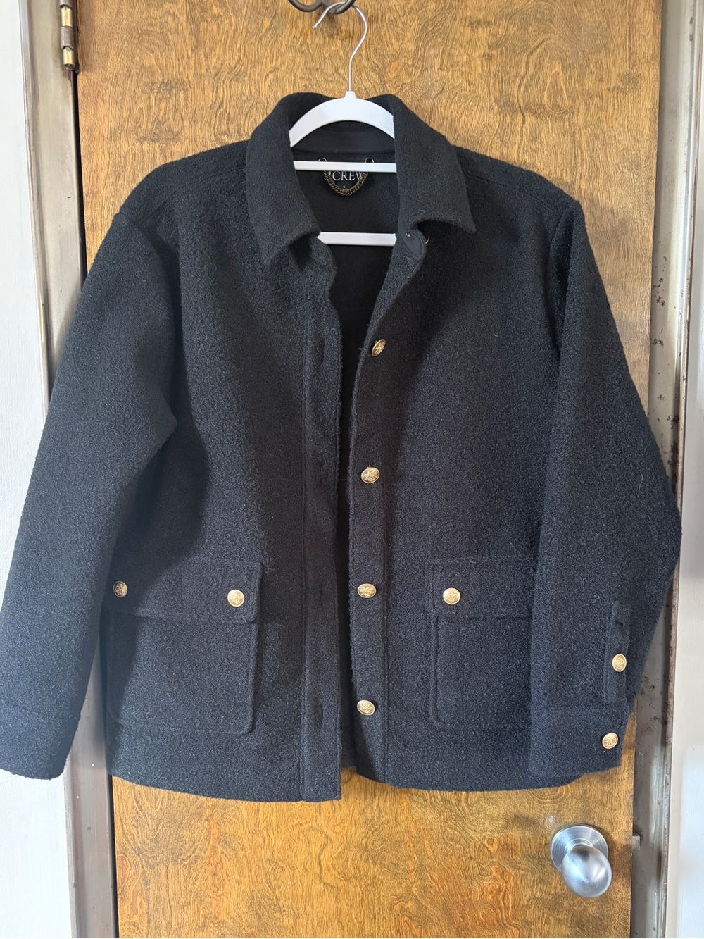 J. Crew Women’ Black Boucle Jacket with Gold Buttons